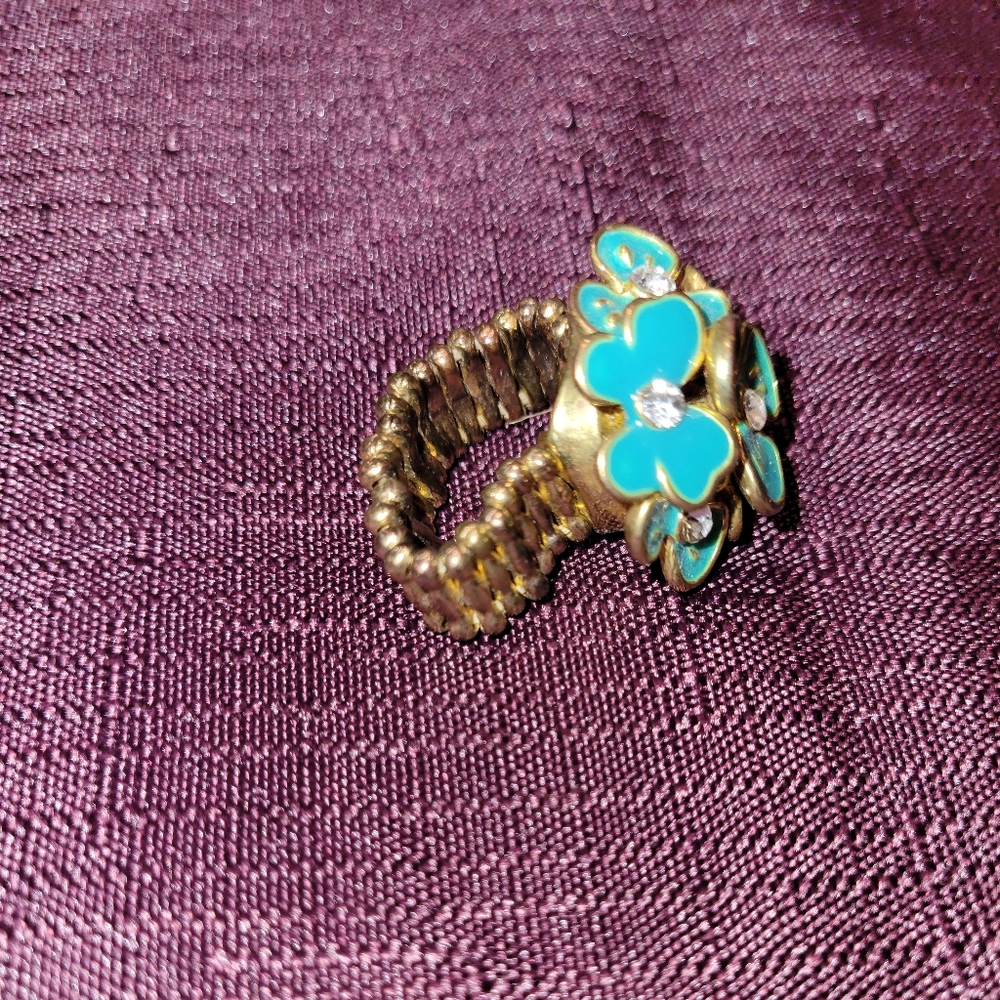 Turquoise flower ring OS - Picture 2 of 2